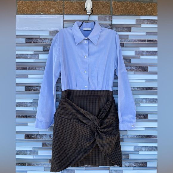 Sandro Blue and Brown Mini Dress - Picture 1 of 13